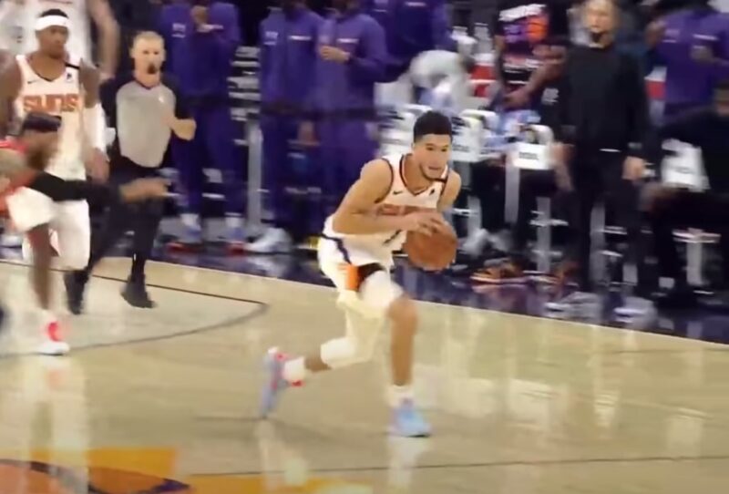 Devin Booker Double Dribble in a Fastbreak